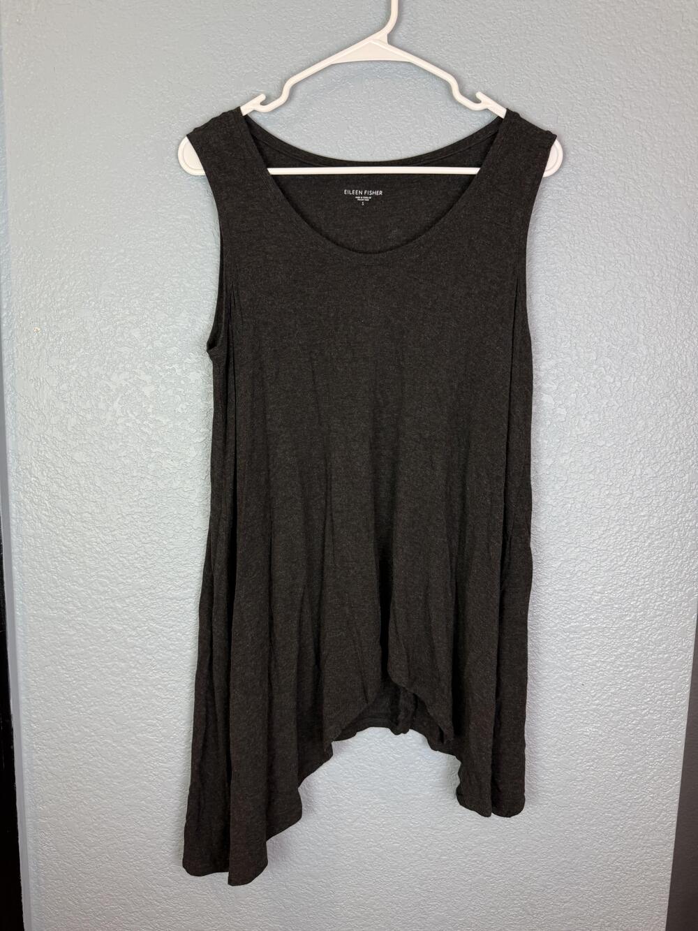 Eileen Fisher Tank Top Womens Small Sleeveless Asymmetric Hem Viscose Blend